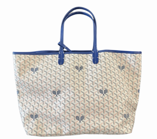 The Whimsy Tennis Lovers Large Tote - Cream/Navy