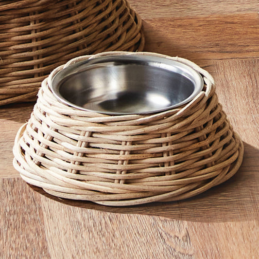 Normandy Rattan Pet Bowl Small, Gray