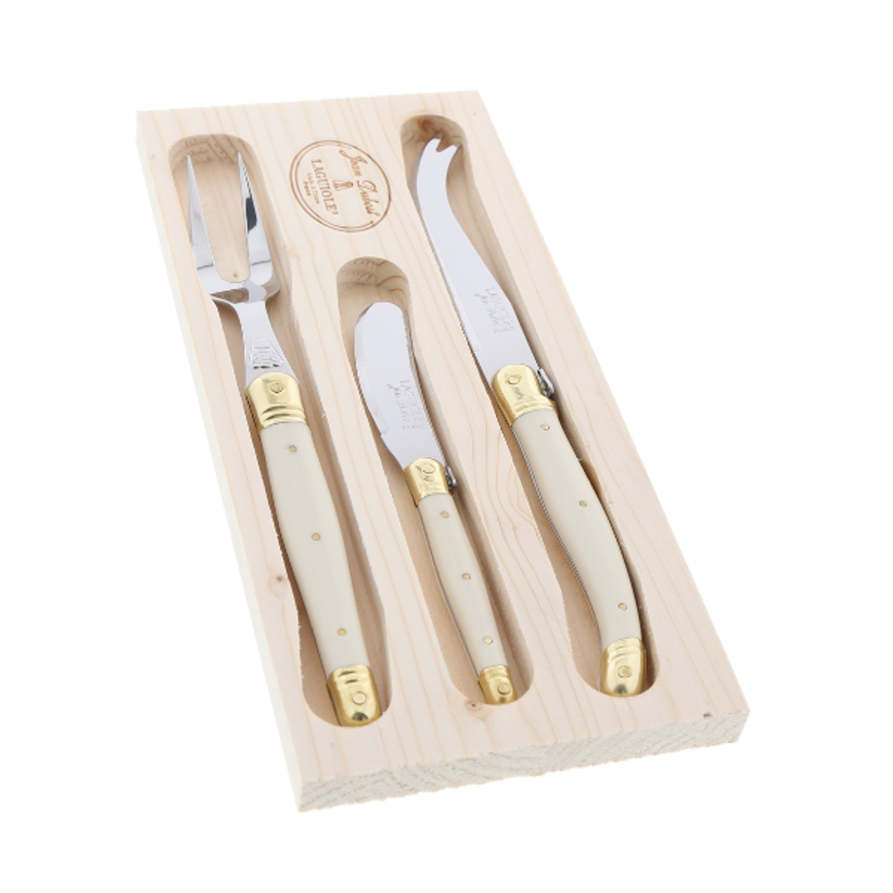 Jean Dubost 3pc Cheese Set with Ivory handles