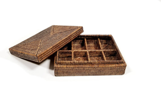 Tea Box w/ Lid - Antique Brown