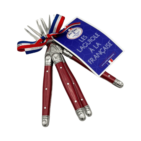 Jean Dubost 4 Cocktail Fork Red