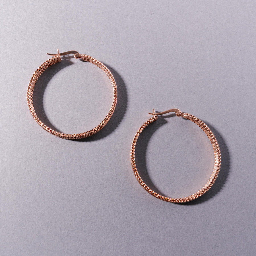 Woven Armor Hoop Earring Rose Gold - 38mm
