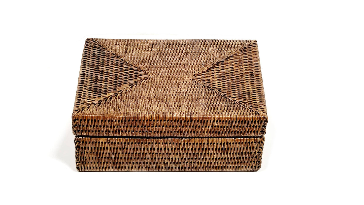 Tea Box w/ Lid - Antique Brown