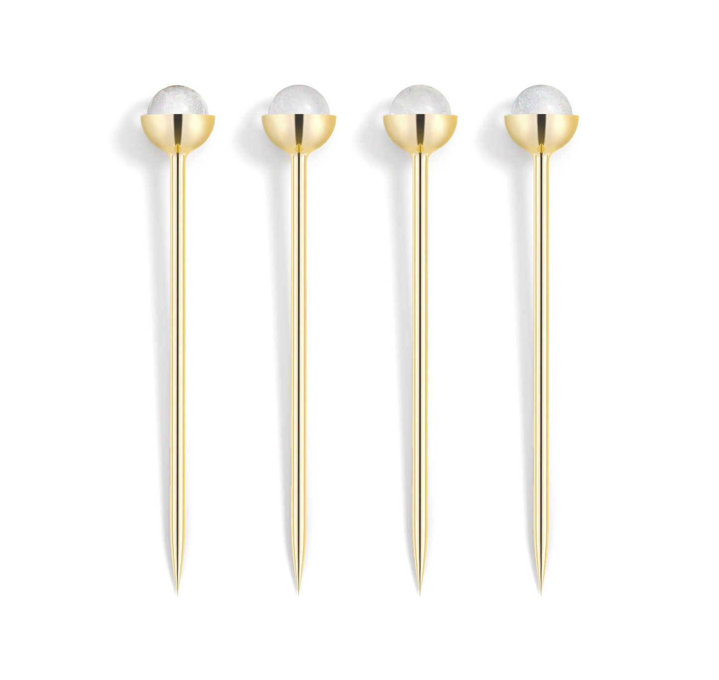 Hospitality Cocktail Picks, Crystal & Gold, Set of 4
