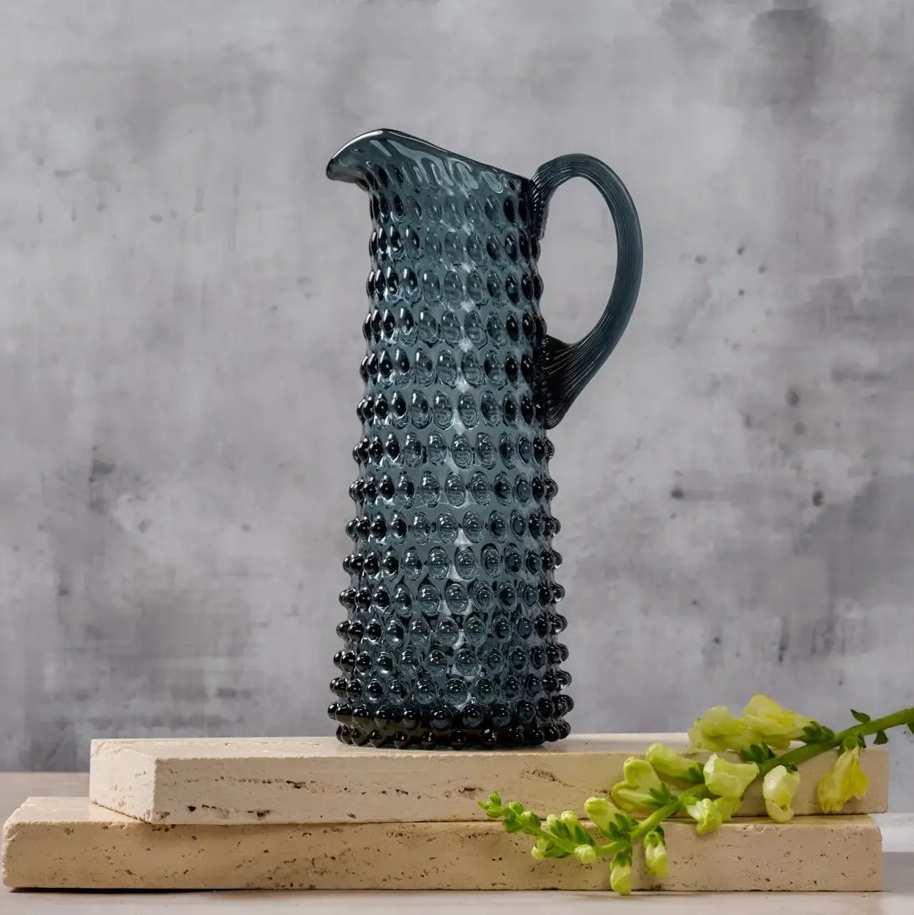 Tall Hobnail Jug – Charcoal Haze | Bohemian Crystal