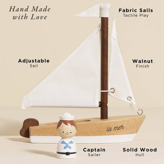 Wooden Sailing Boat & Captain