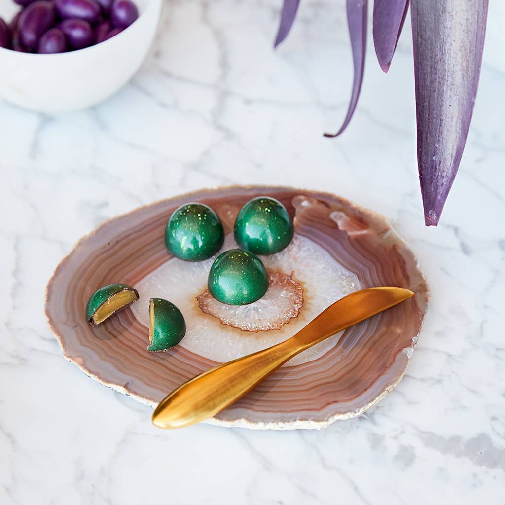 Ita Gemstone Cheese Plate and Gold Spreader