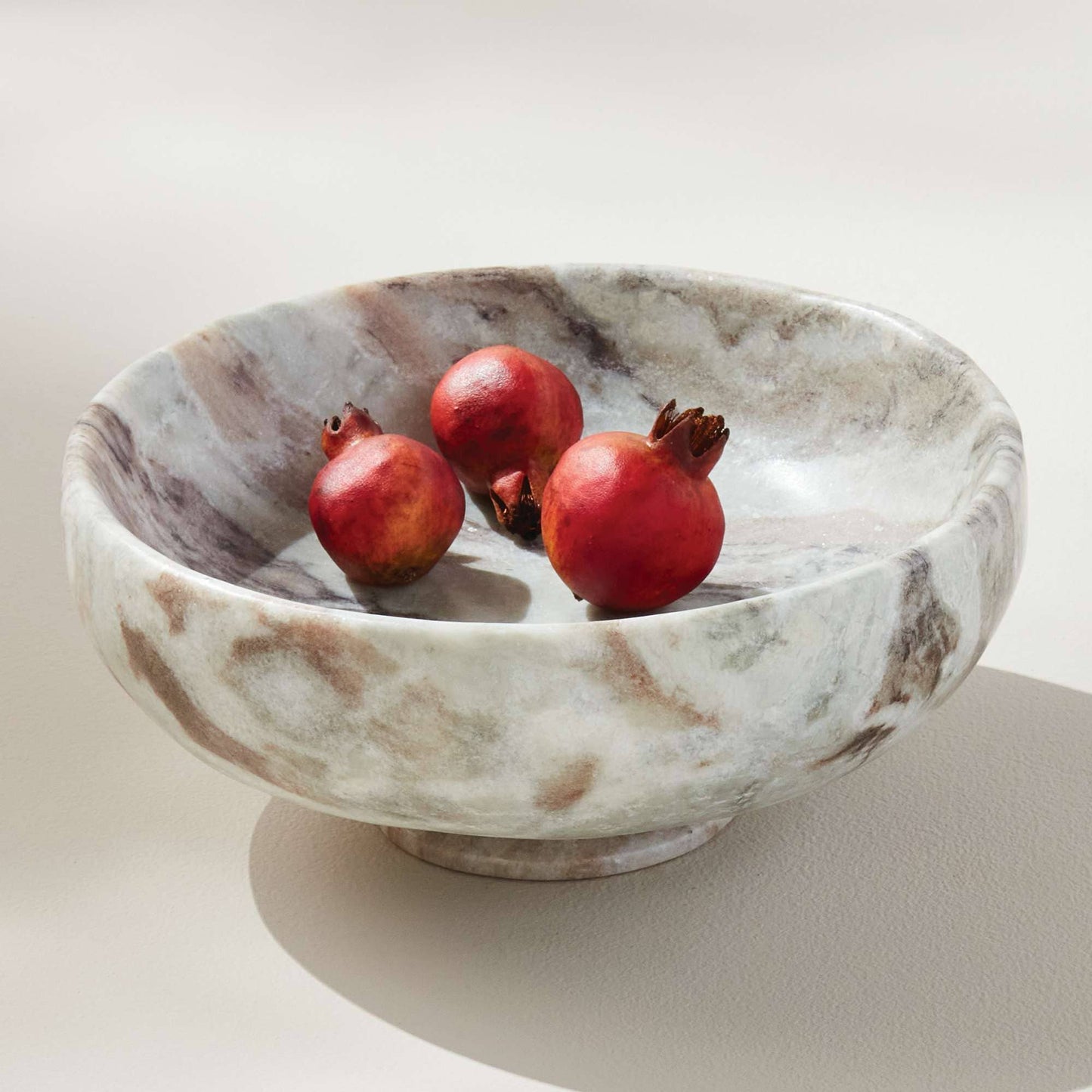 Josephine Footed Bowl - Brown/White Marble - Elegant Design