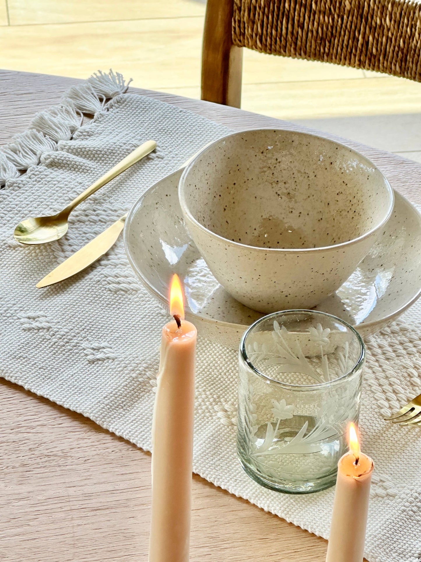Hand-etched Tumbler Glass, *New Rounded Bottom