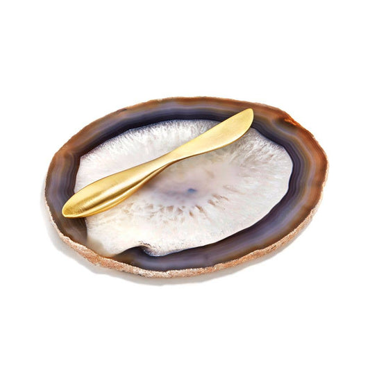 Ita Gemstone Cheese Plate and Gold Spreader