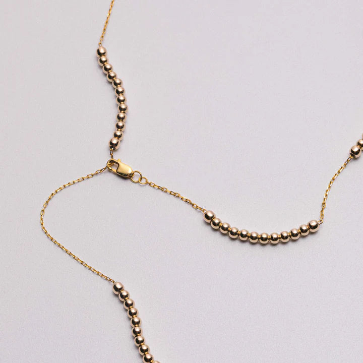 Dainty Round Alchemy Beaded Lasso Necklace Gold