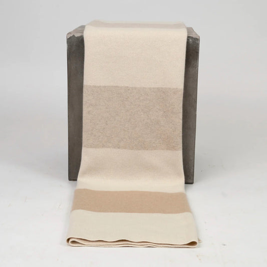 Cashmere -  Sandstone & Linen on White - Blanket