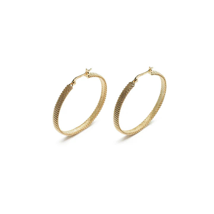 Woven Armor Hoop Earring Gold - 38mm