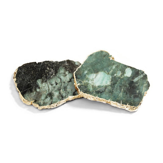 Kivita Coasters, Emerald & Gold,  Kivita Coasters, Crystal and Gold
