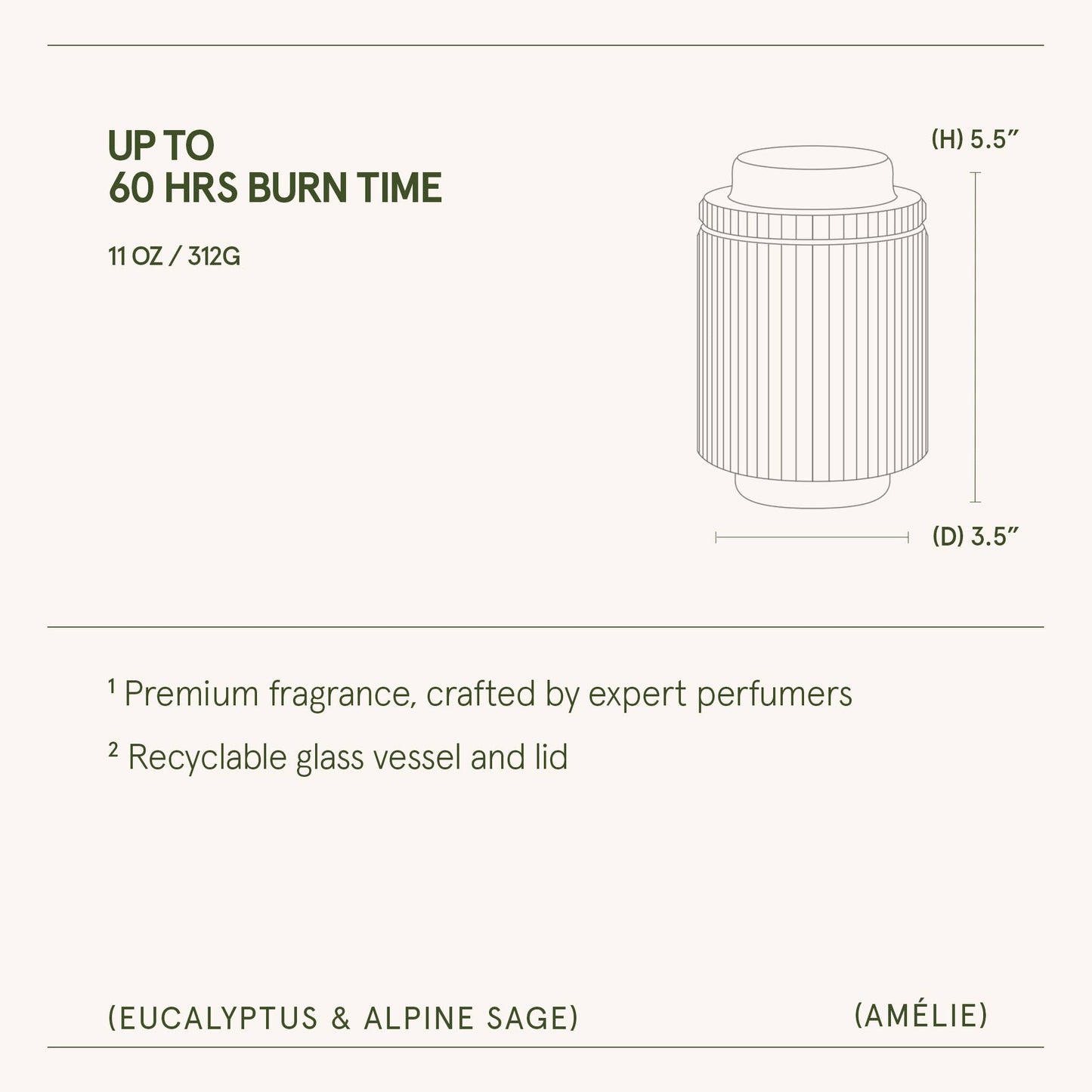 Amélie - Eucalyptus & Alpine Sage 11oz Candle