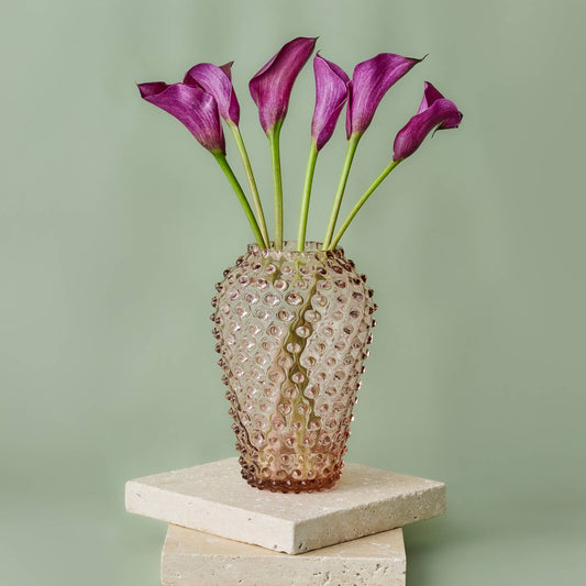 Hobnail Vase | Night Iris | Barrel | Bohemian Crystal