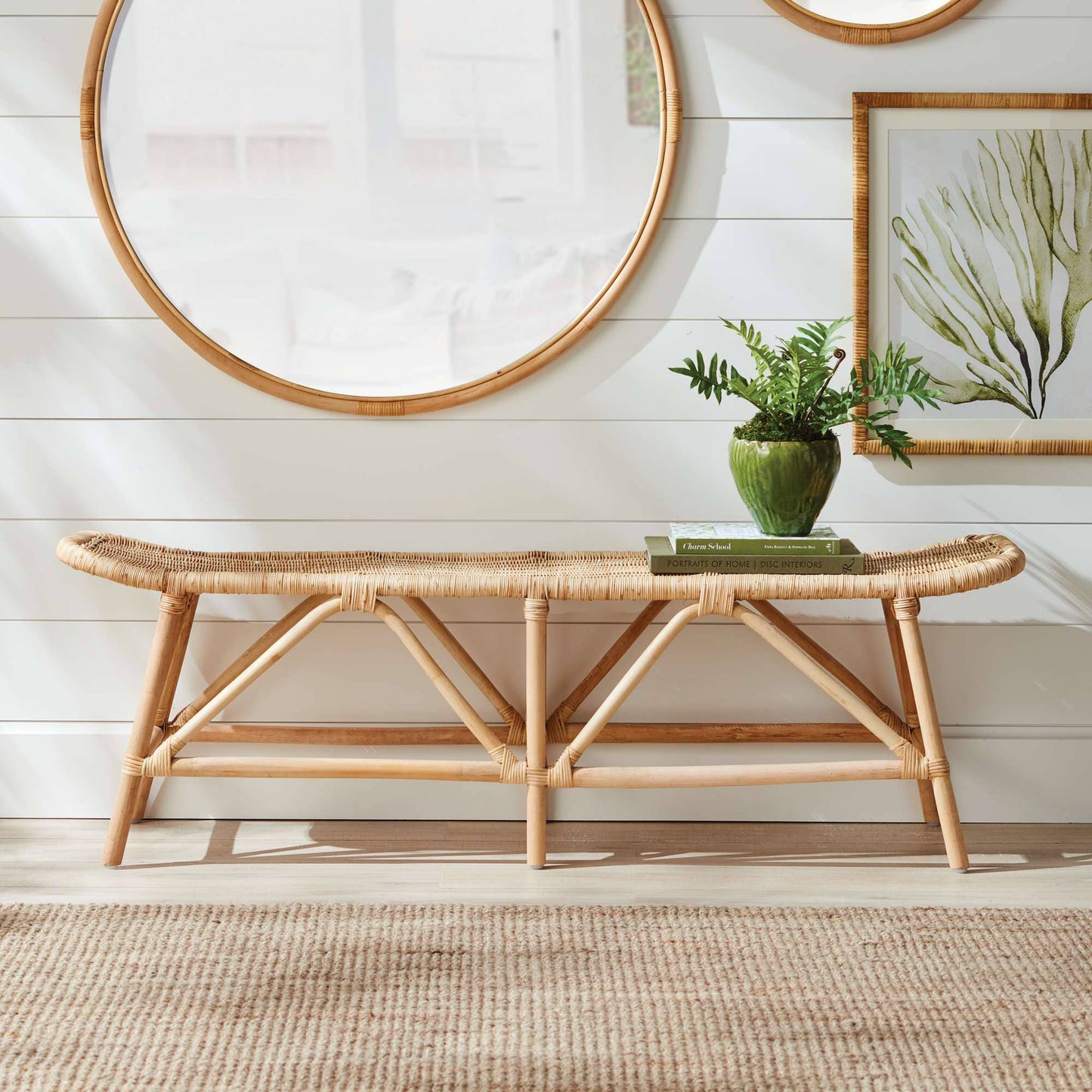 Ryker Bench - Natural Rattan - Durable Entryway Seating