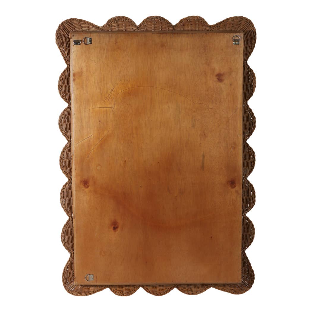 Woven Wicker Scalloped Edge Coastal Mirror - Tan, 44 in.