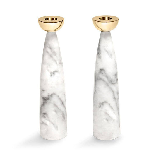 Coluna Candle Holders Marble & Gold