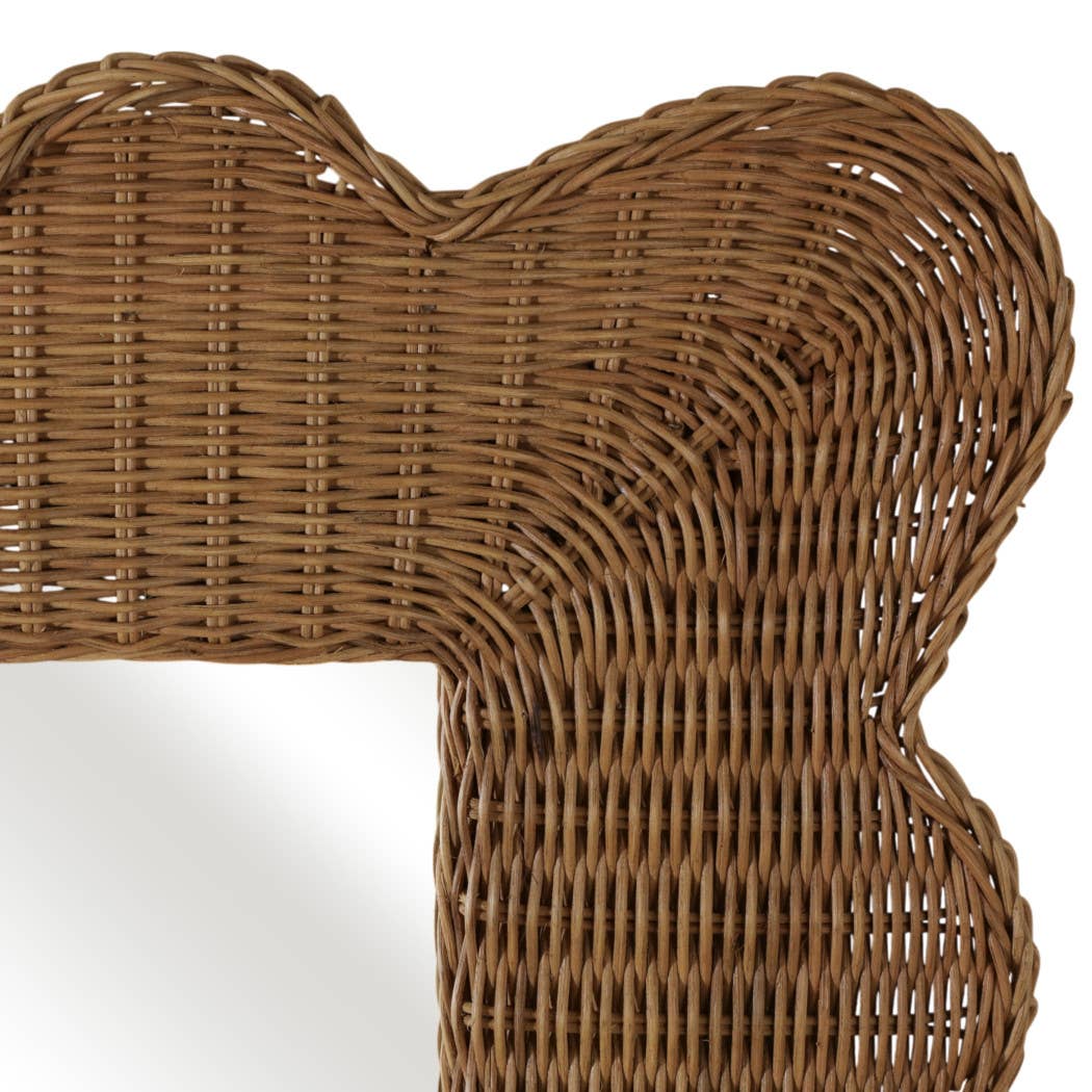 Woven Wicker Scalloped Edge Coastal Mirror - Tan, 44 in.