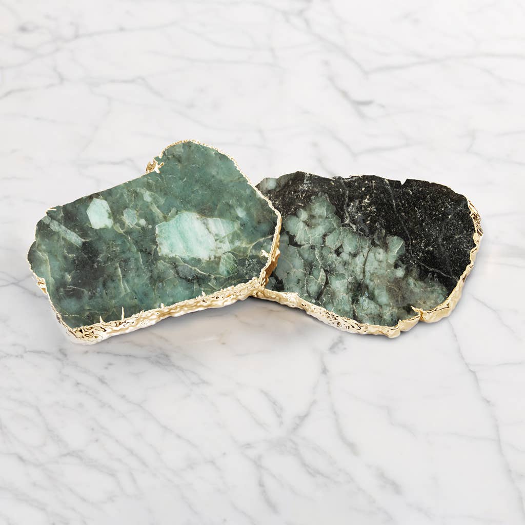 Kivita Coasters, Emerald & Gold,  Kivita Coasters, Crystal and Gold