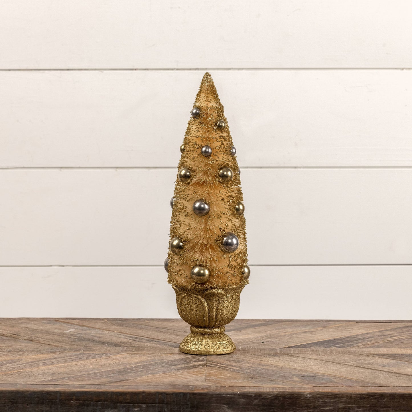16" GOLD BOTTLEBRUSH TREE IN URN