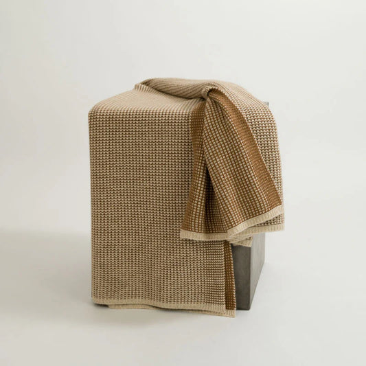 Linen & Cognac Waffle Knit Cashmere Throw