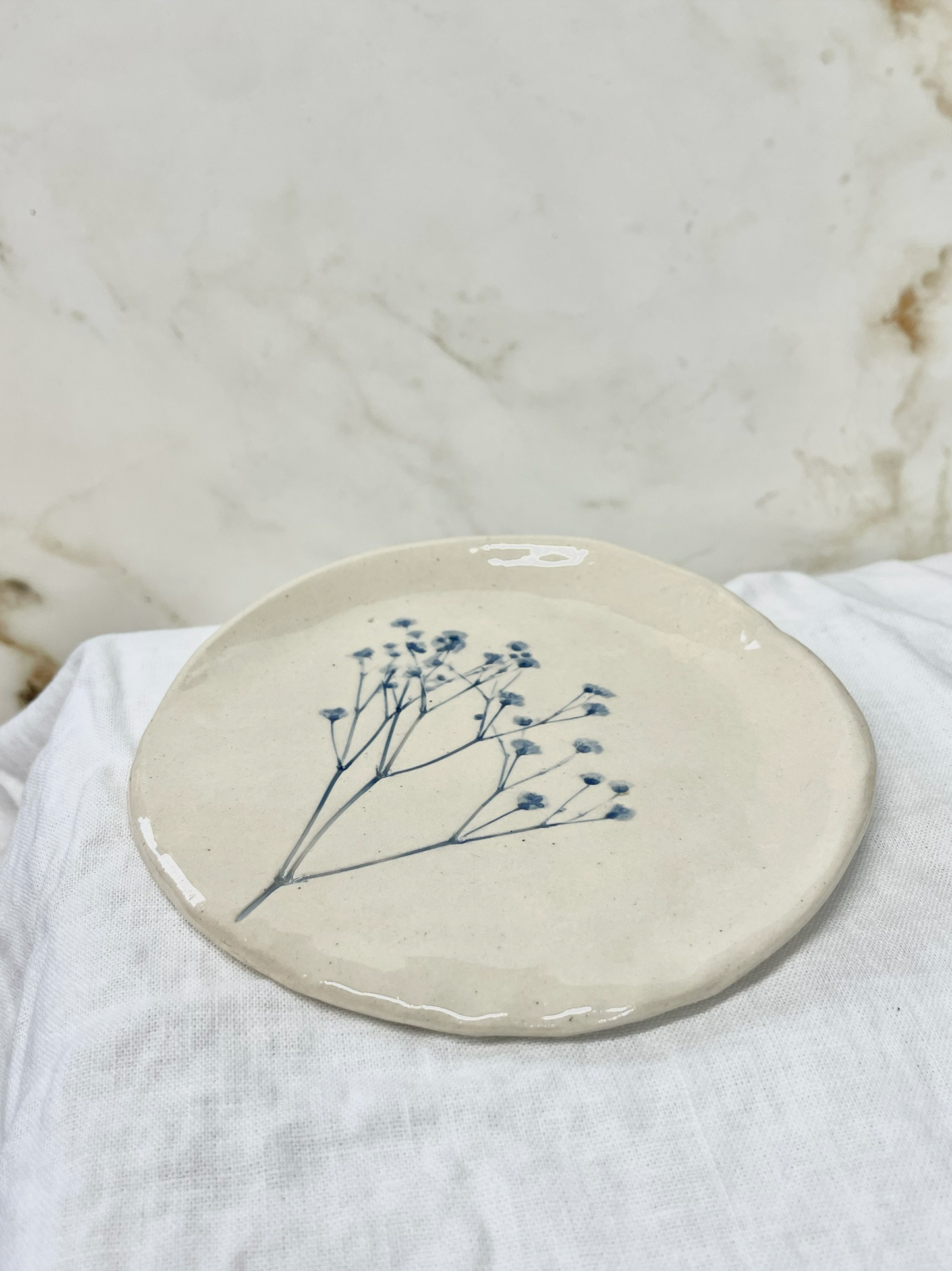 Pressed Floral Spoon Rest, Blue