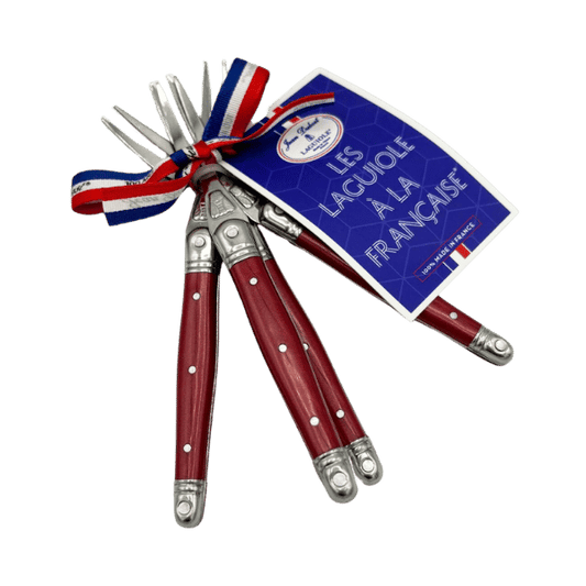 Jean Dubost 4 Cocktail Fork Red