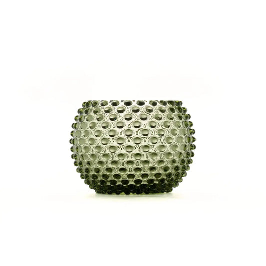 Large Hobnail Vase | Moss Green | Handblown Bohemia Crystal