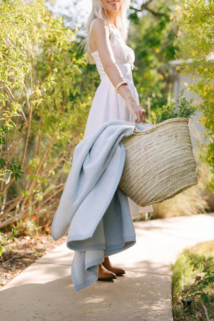 Harborview Herringbone Sky Blanket