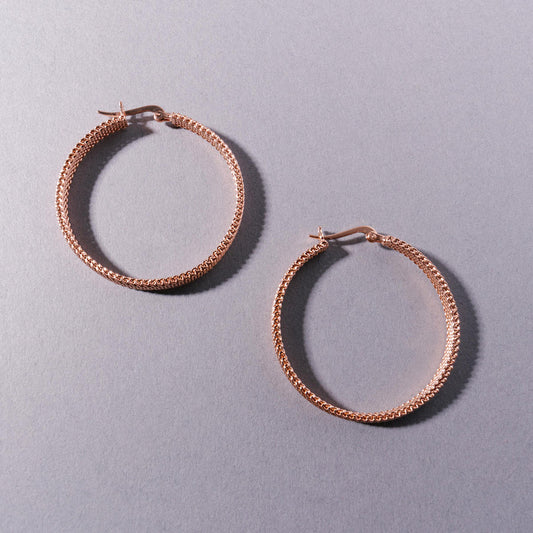 Woven Armor Hoop Earring Rose Gold - 38mm