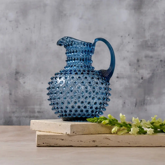 Hobnail Glass Pitcher | Midnight Blue | 2L | Vintage Jug