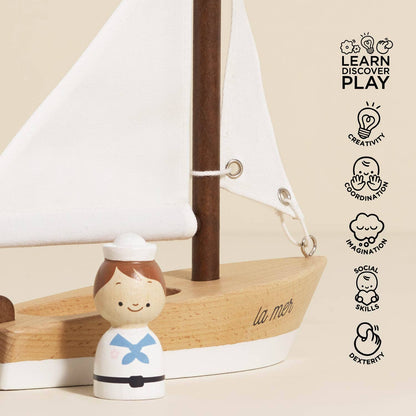 Wooden Sailing Boat & Captain