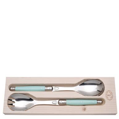 Jean Dubost Salad Servers with Turquoise Handles