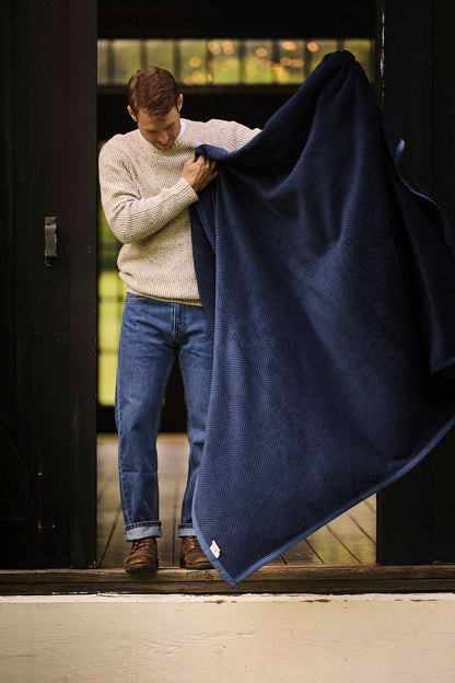 Harborview Herringbone Deep Sea Blanket