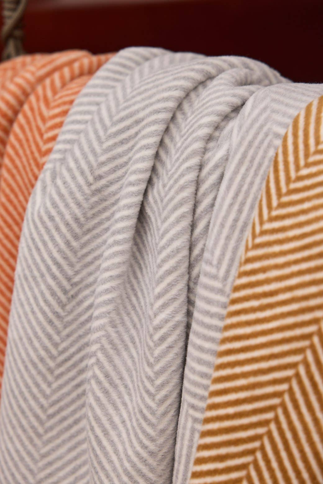 Harborview Herringbone Light Grey Blanket