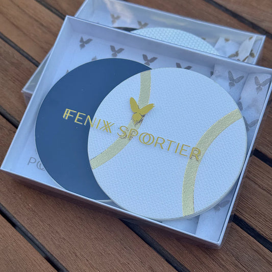 Serve in Style Leather Coasters – Tennis