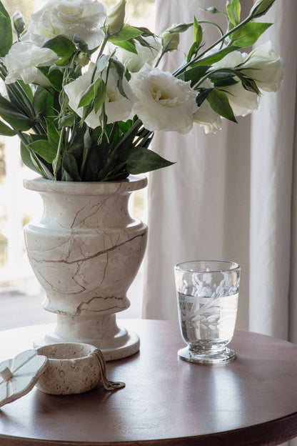 Hand-etched Blown Footed Drinking Glass