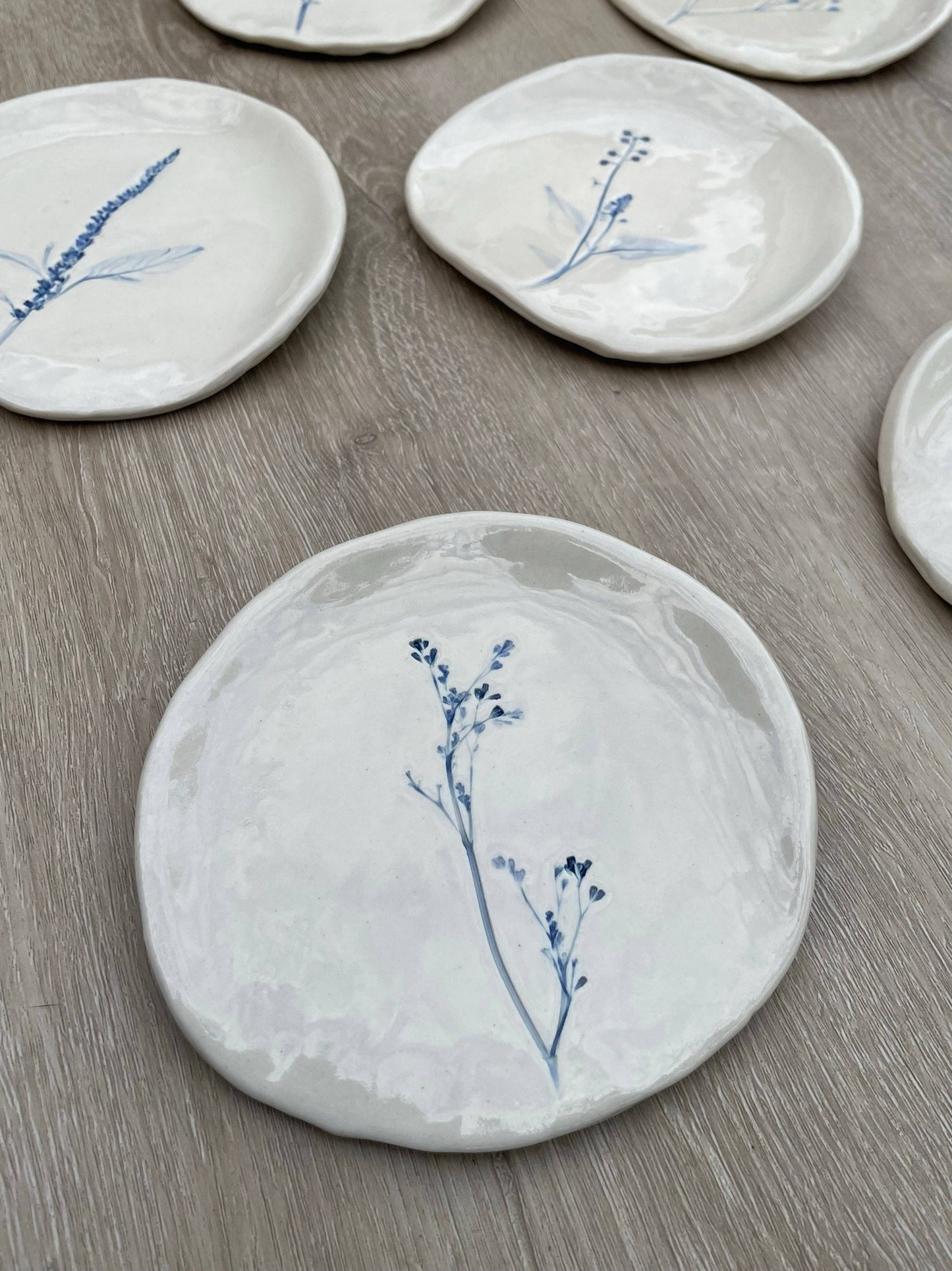 Pressed Floral Spoon Rest, Blue