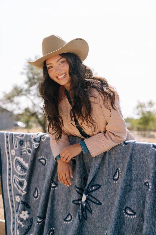 Vintage Blue Bandana Blanket