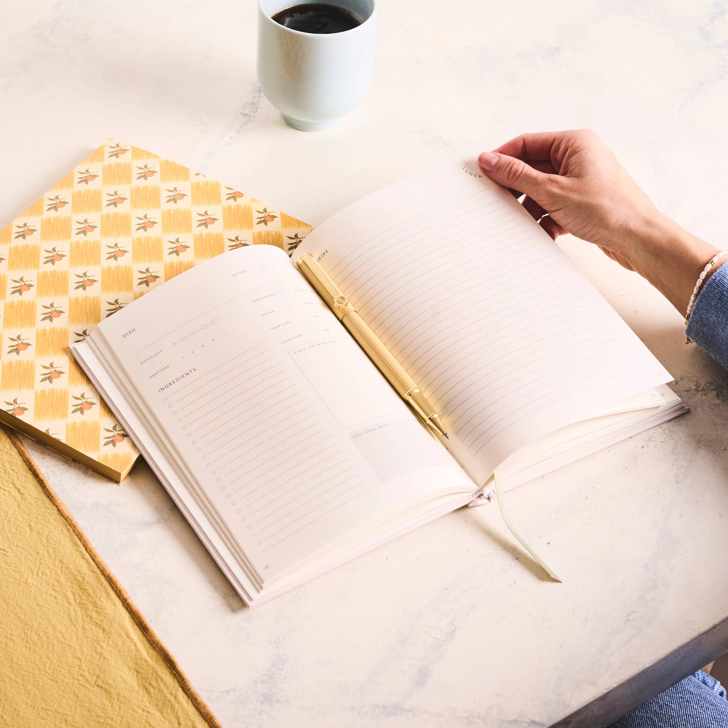 Guided Recipe Journal, A5 Hardcover - Ceramic