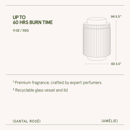 Scented Candle - Santal Rosé - 11oz | La Jolie Muse