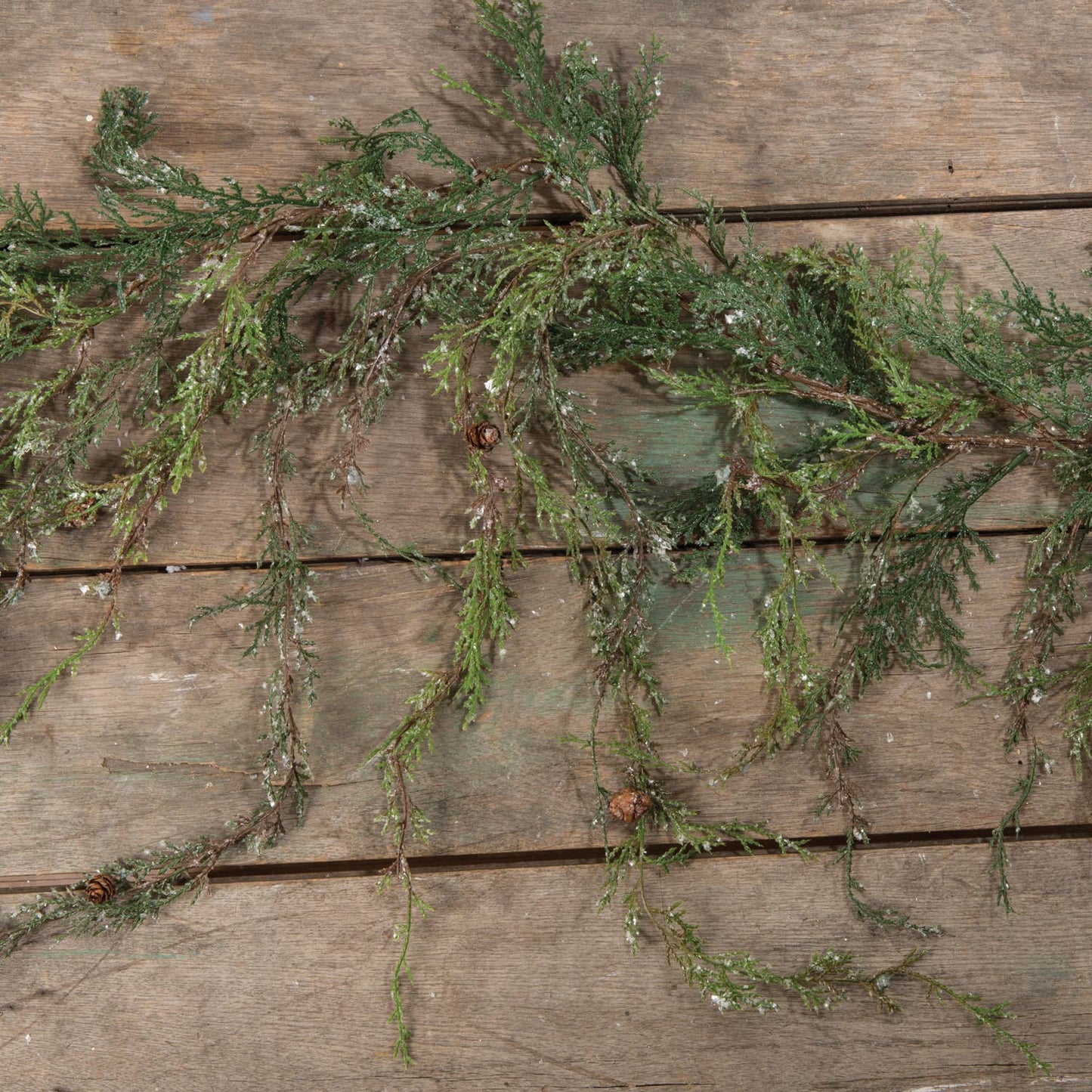 4' WEEPING CEDAR GARLAND WITH SNOW