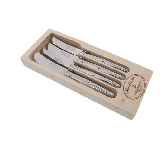Jean Dubost 4 Stainless Steel Spreaders in a Tray