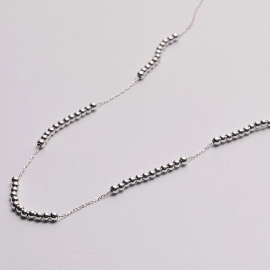 Dainty Round Alchemy Beaded Lasso Necklace Sterling Silver