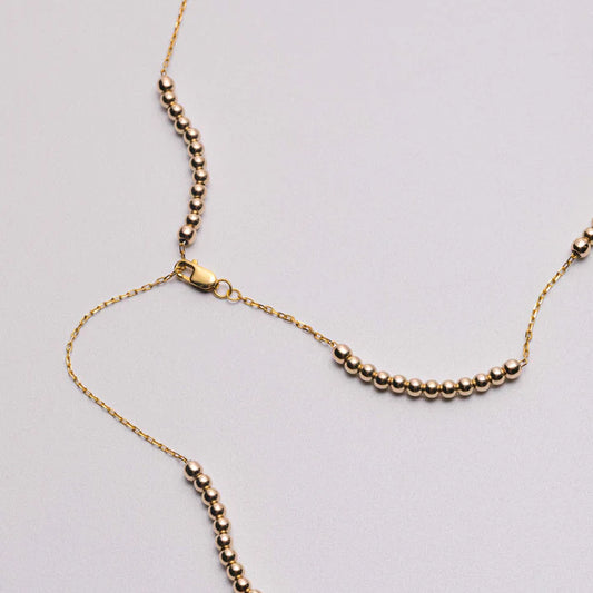Dainty Round Alchemy Beaded Lasso Necklace Gold