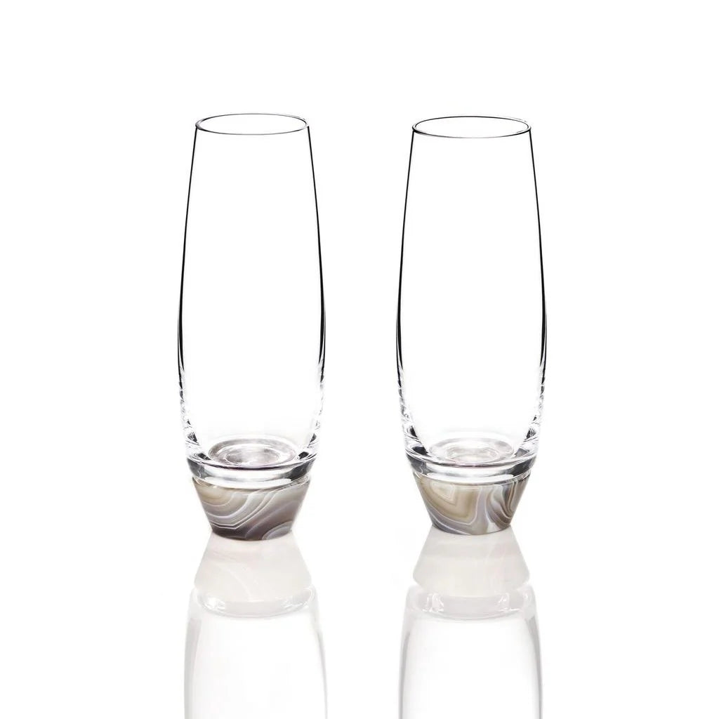 Elevo Champagne Glasses (2), Smoke Agate