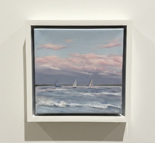 Sailing Under Soft Sky - 8x8 Oil Painting