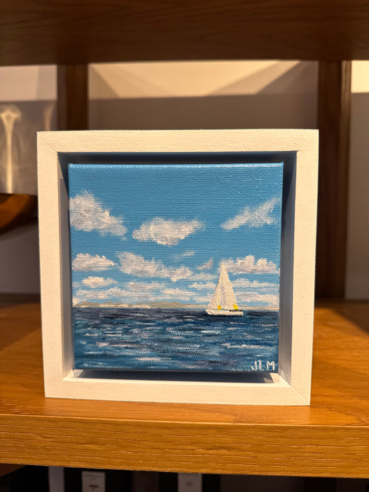 5x5 Oil Painting on Canvas - Lone Sail, Open Day